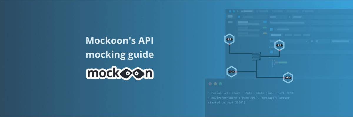 Mockoon logo connected to a server